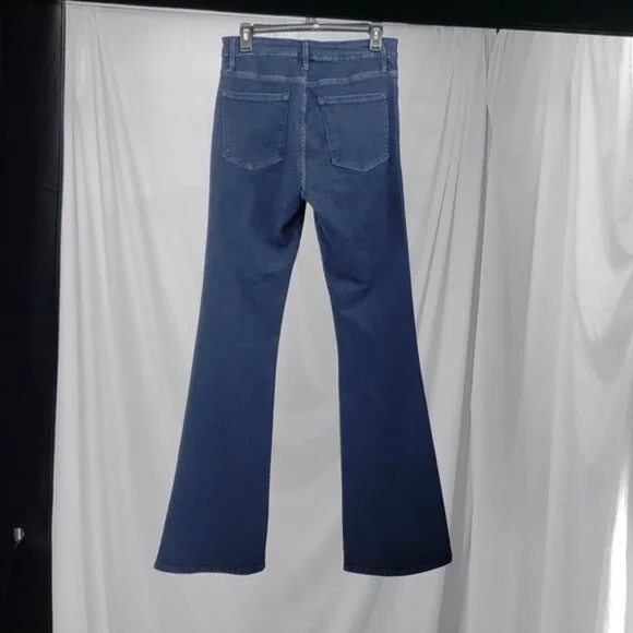 FRAME Women Le One Flare Jeans Keller Blue Stretch Denim Mid Rise Split 2 - Picture 8 of 14